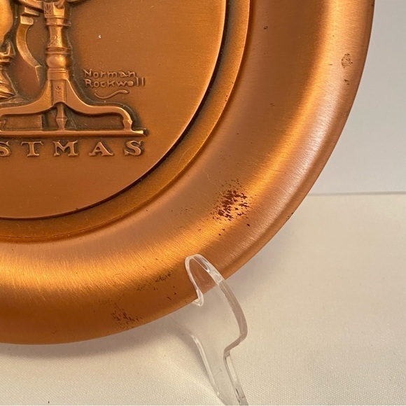 The metal arts company norman rockwell christmas santa copper collector's plate - Picture 7 of 11